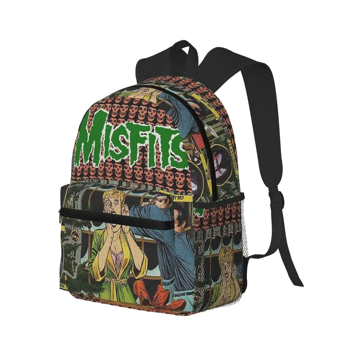 

Heavy Metal Music Misfits Horror Skull Student Backpack School Bag Hiking Travel Daypack for Men Women Bookbag Shoulder Bags