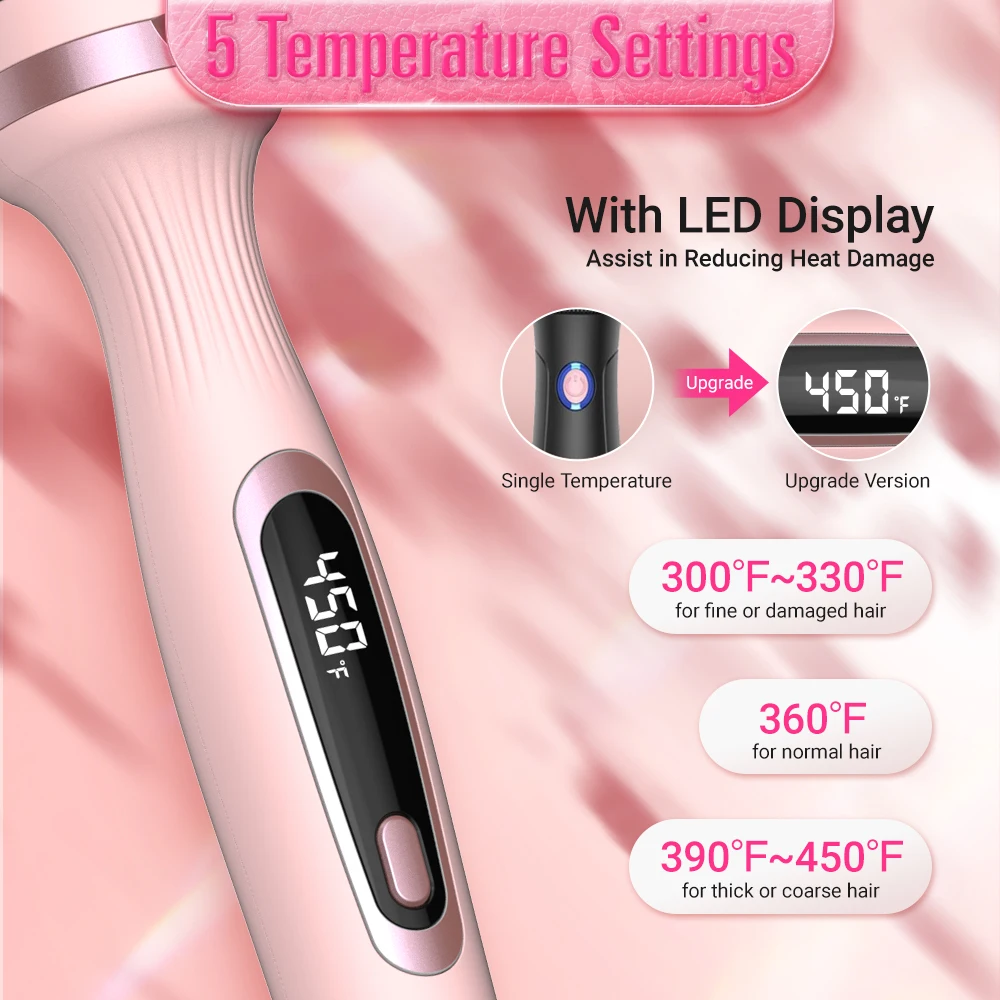 SMET Hot Ceramic Comb Curling Iron & Straightener LED Display with PTC Heater Electric Negative Ion Multi-Purpose Styling Tool
