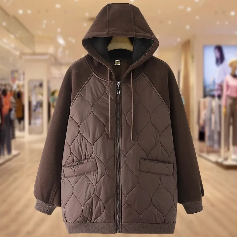 

New Winter Women's Coat Hooded Vintage Warm Cotton Padded Jacket KoreanClothing Oversized Jackets Quilted Coats Female Outwear