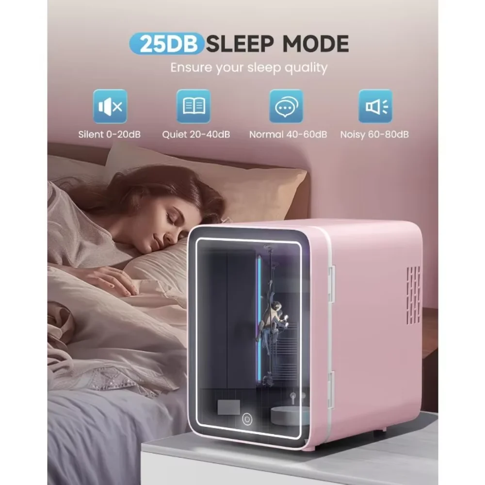 4L Skincare Fridge With LED Light Mirror, for Bedroom, Car, Office & Dorm, Cooler & Warmer, Portable Small Refrigerator