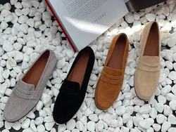 Brown Women Shoes Sheep Suede Loafers