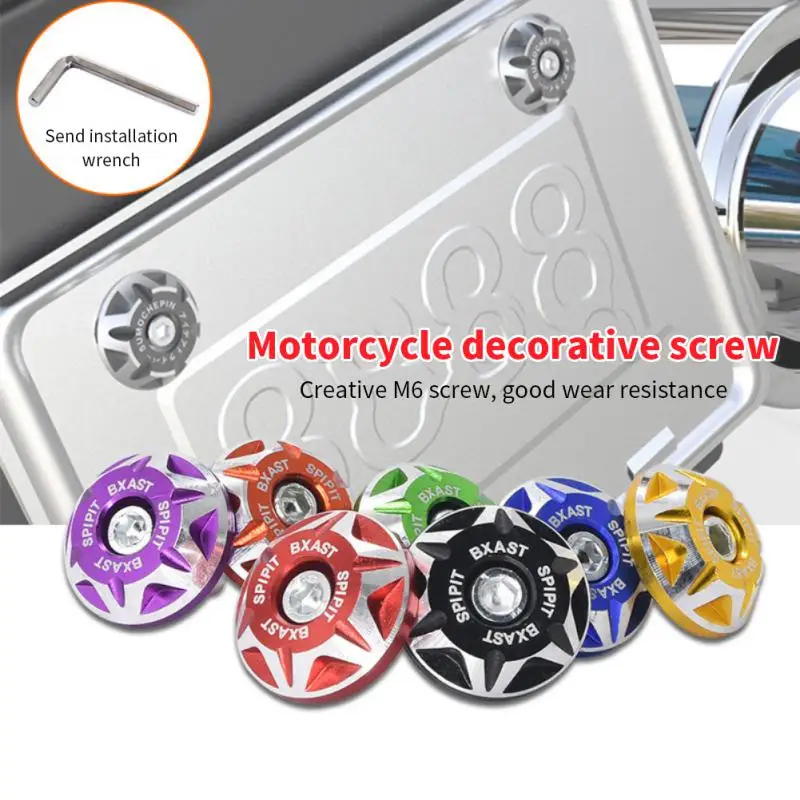 CNC Motorcycle License Plate Screw Cover Shell 6MM Holes License Plate Screws Accessories Scooter Electric Motorcycle Parts