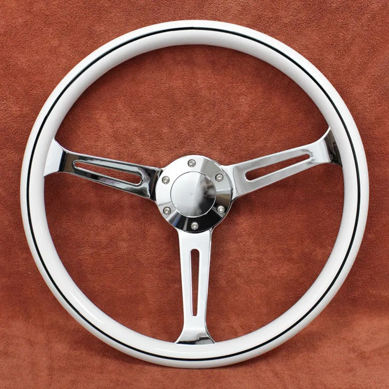

15inch 380mm White Wood Universal Steering Wheel JDM ABS Wood Racing Car Tuning Volante