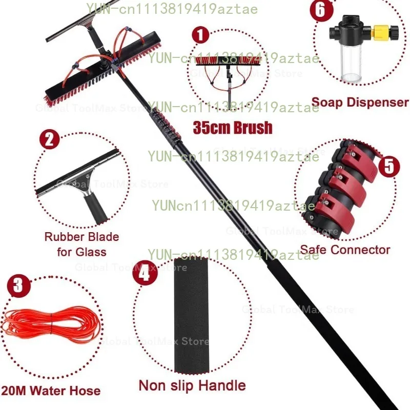 Professional Telescopic Pole for Window Cleaning Water Fed Brush High Reach Extendable Pole for Solar Panel Maintenance（1PCS)
