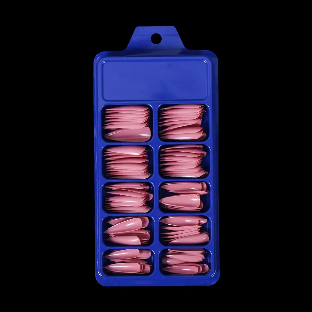 100 PCS/Box Solid Colour False Nail Tips Fake Nails Art Long Stiletto Acrylic Manicure DIY Tools Full Style 20Colors_voghion.com