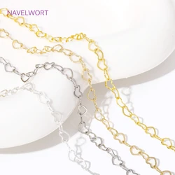 14K/18K Gold Plated Heart Shape Link Chains Brass Metal Bulk Chains For Making Bracelet Necklace,DIY Jewelry Making Accessories
