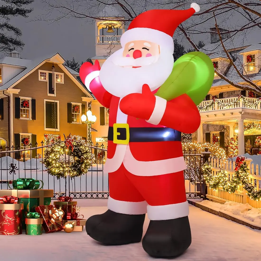 9 FT Outdoor Christmas Decorations Santa Inflatable Figure Shaking Hands Built-in LEDs Children