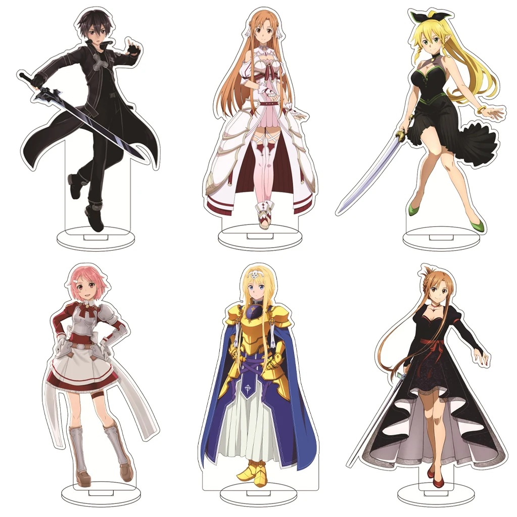 

16CM Anime Sword Art Online Kirigaya Kazuto Yuuki Asuna Asada Shino Alice Zuberg Cos Acrylic Figure Stand Ornaments Gifts