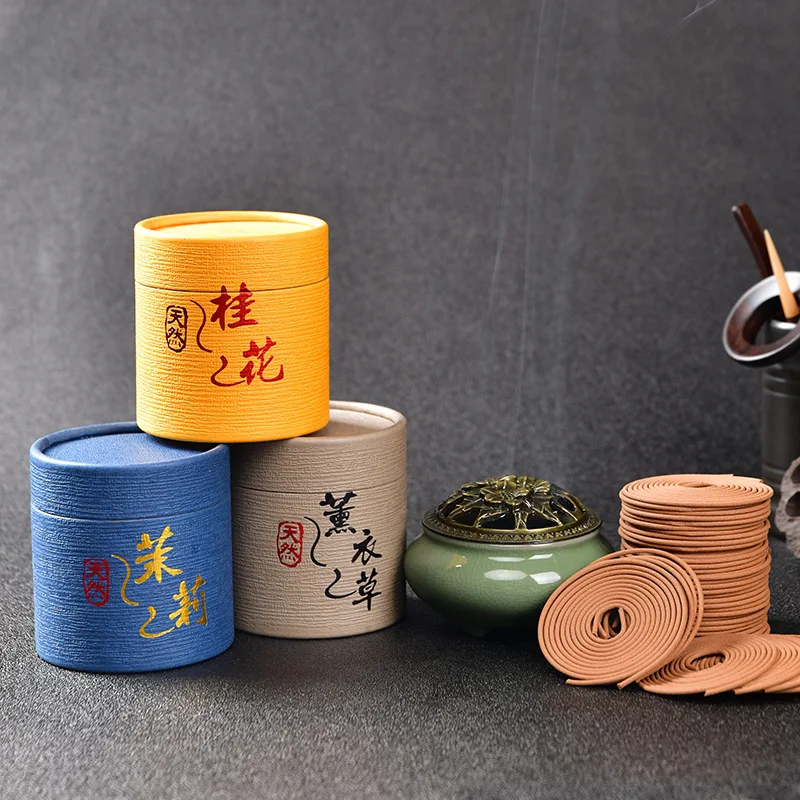 48 Plates Natural Sandalwood Coils Incense Lavender Aroma for Yoga Portable Tibetan Refreshing Jasmine Rose Cense Home Fragranc