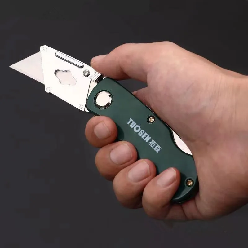 Imagem -03 - Folding Utility Knife Carpintaria Outdoor Camping Multifuncional Alto Carbono Corte de Papel de Parede w Lâminas Aço Inoxidável