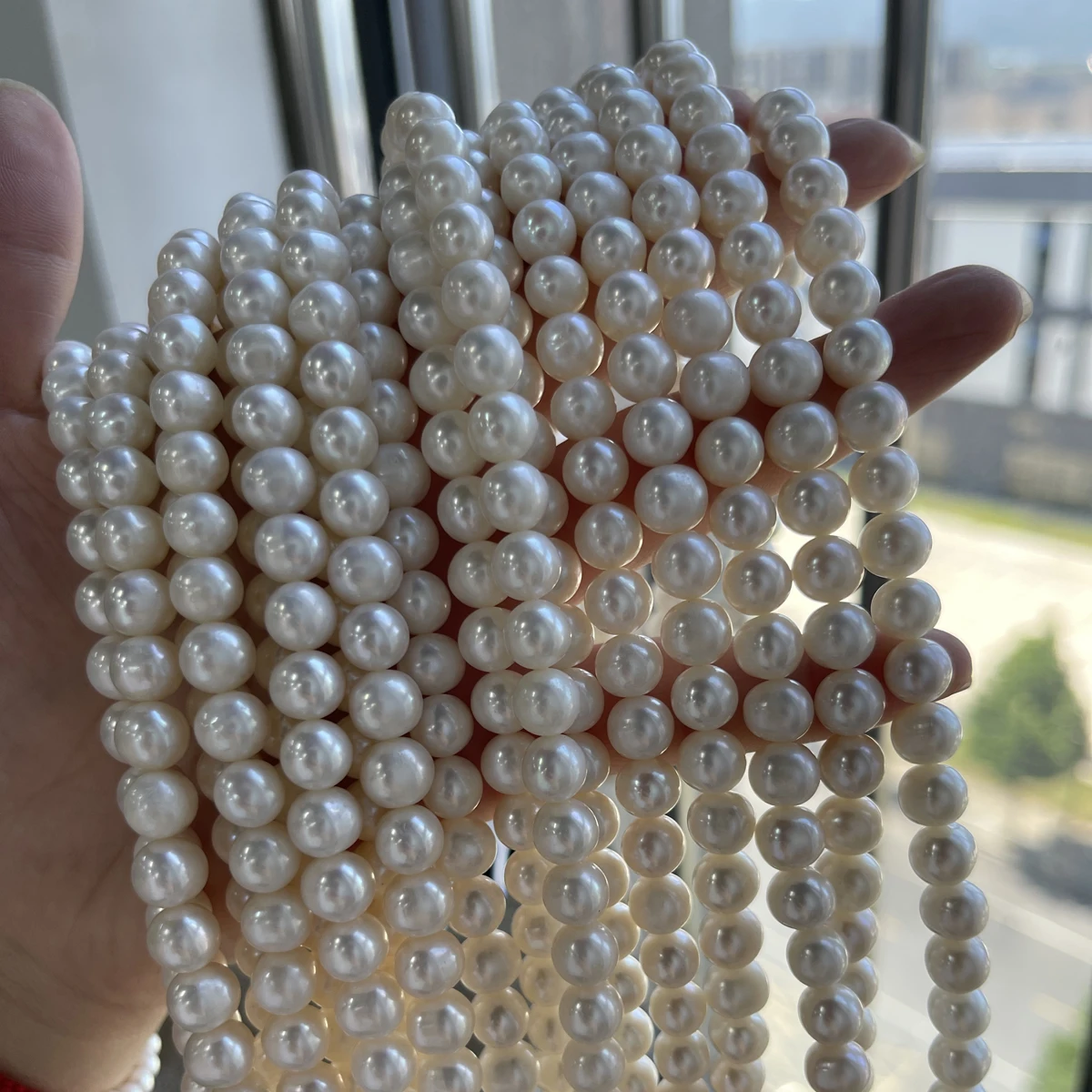 

7-8mm AAA Natural Freshwater Pearls Beaded Round White Pearls Loose Beads for Jewelry Making DIY Necklaces Accessories Strand