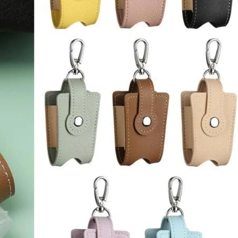 PU Leather Hand  Holder With Metal Keychain Empty Refillable Bottle For Daily Commute Travel Outdoor Activities