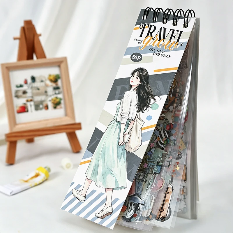 50pcs On The Road Now Series Die-cut PET Coil Stickers Book Daily Life Scene Materials DIY Journal Scrapbooking Collage Sticker