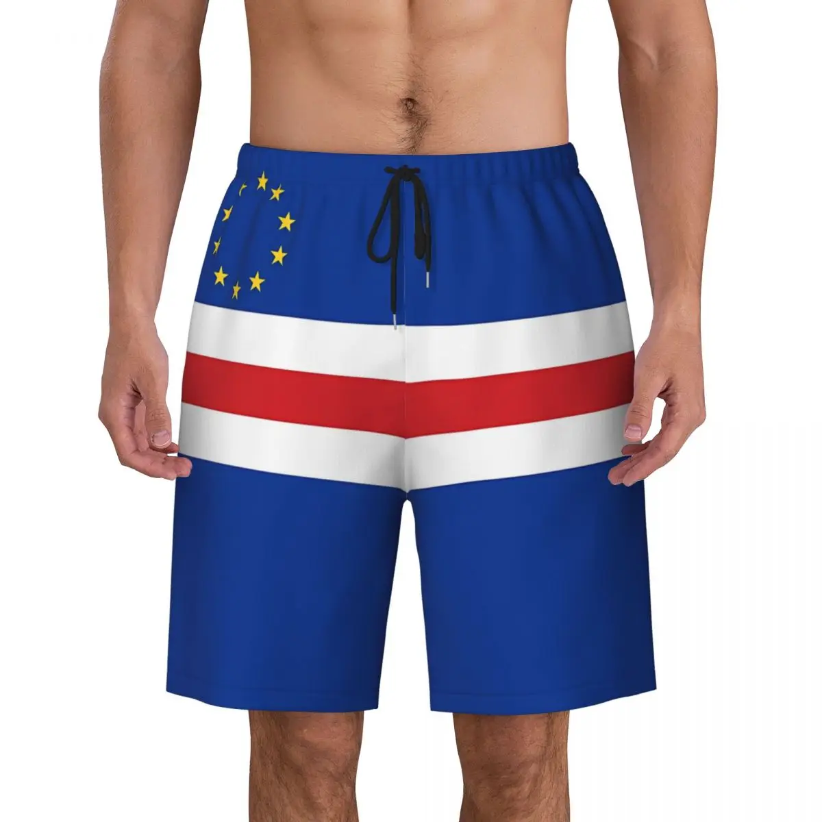 Men Board Shorts Cape Verde Flag Classic Swimming Trunks Fashion Printing Fast Dry Sports Trendy Plus Size Beach Short Pants