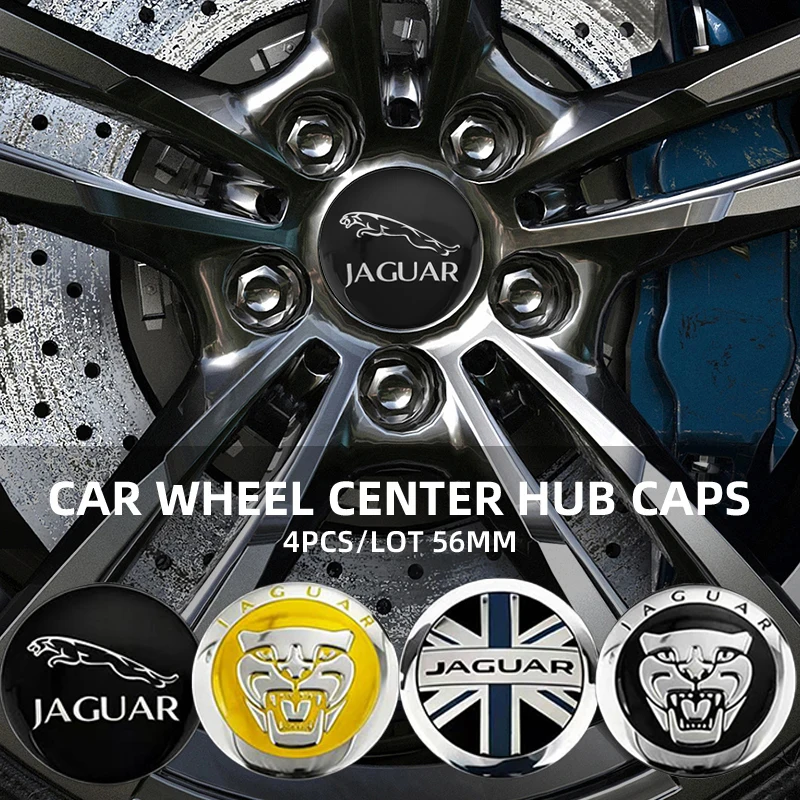 4 unidades de pegatinas para tapas centrales de llanta con emblema de coche para Jaguar I-Pace S-Type XFR XJ6 XJS XE XF XJ F-Type F-Pace X-Type