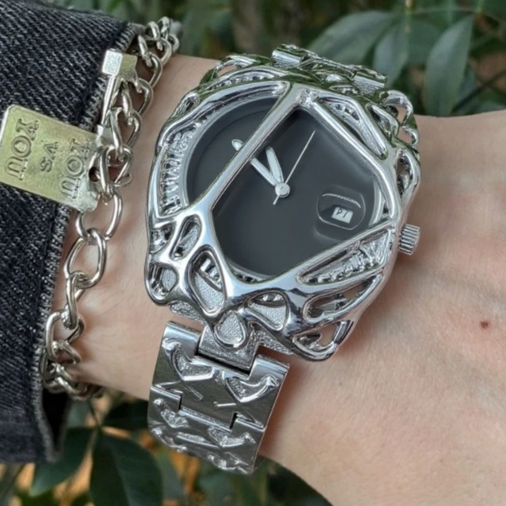 

Y2K Personalize Quartz Watch Men Devil Punk Blue Eye Alabaster Industries Demon Claw Men's Watch Unique Creative Men Hot Clock