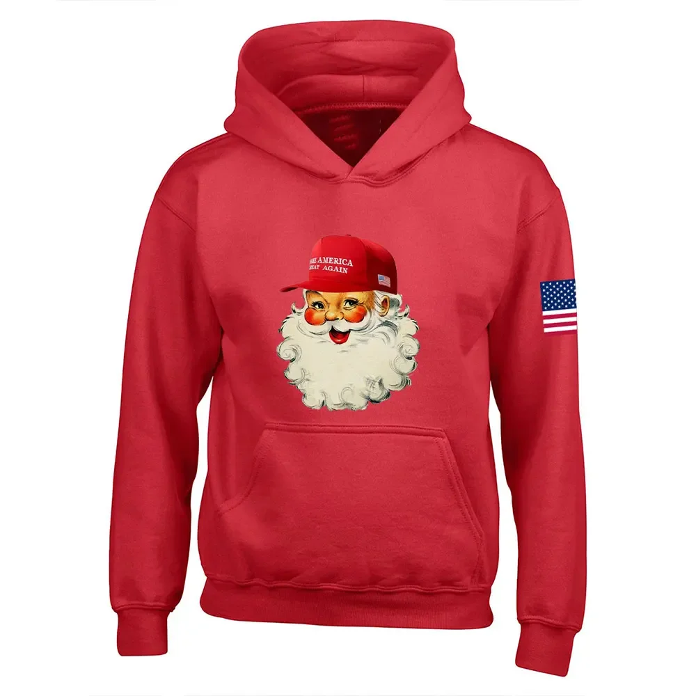 Make Christmas Great Again Trump Sudadera navideña Divertida sudadera navideña con capucha de Trump Sudadera de Papá Noel MAGA Santa sudaderas con capucha