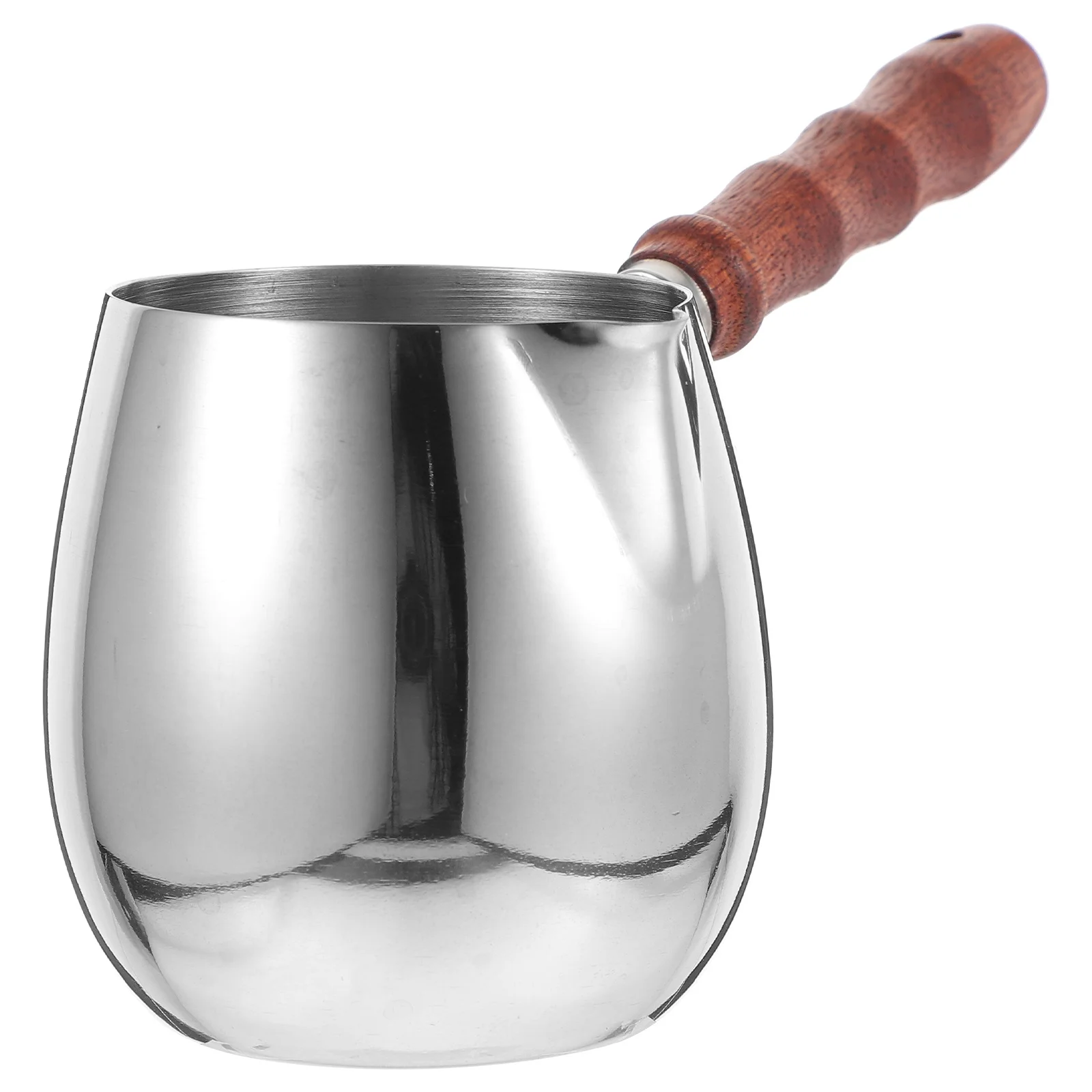إبريق مزبد الحليب من الفولاذ المقاوم للصدأ مقبض خشبي علامات قياس دقيقة قبضة مريحة مقاومة للصدأ 500 مللي #2