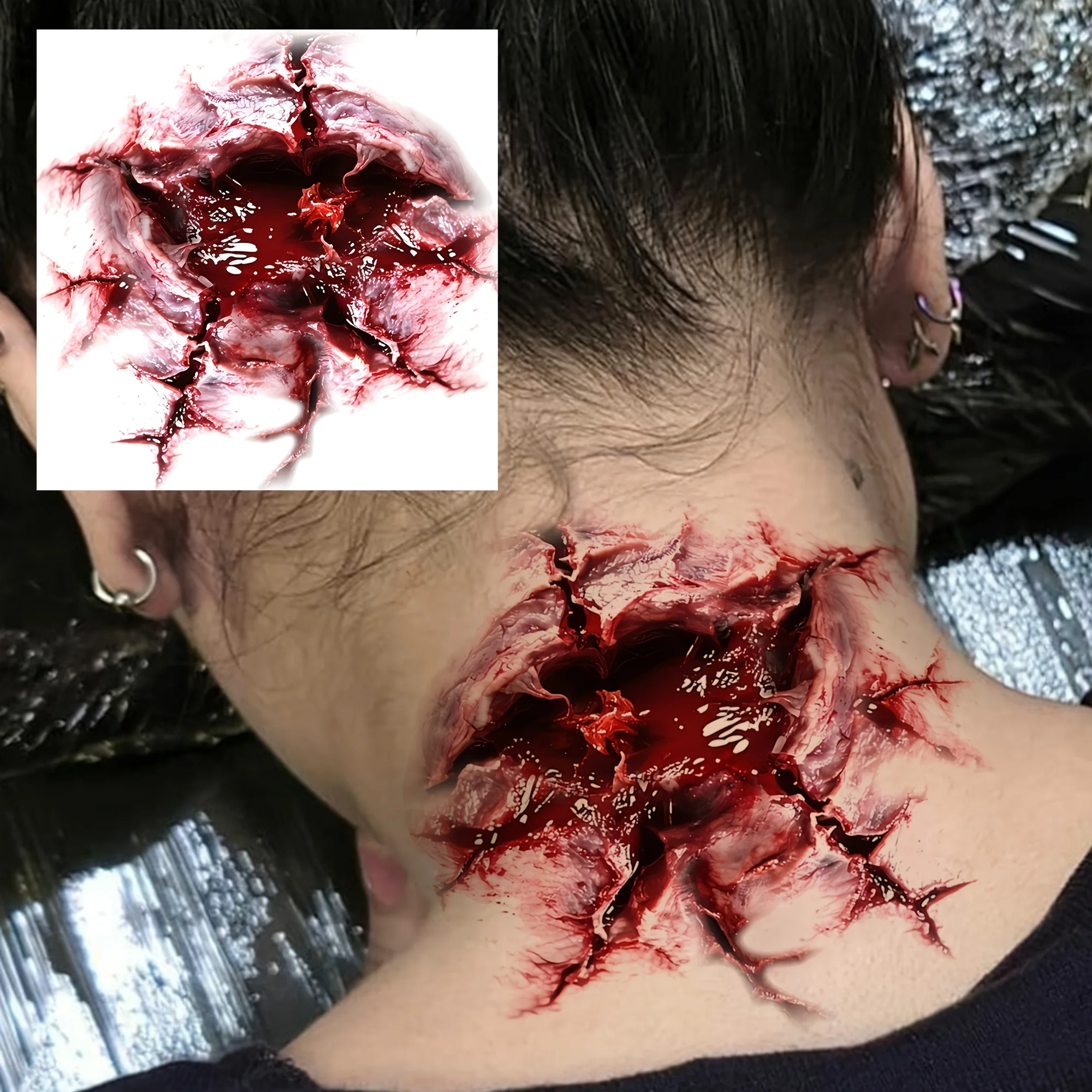 1Sheet Bloody Temporary Tattoos Waterproof Fake Body Stickers Adults Festival Party Decor Neck Waist Shoulder Ankle Hand