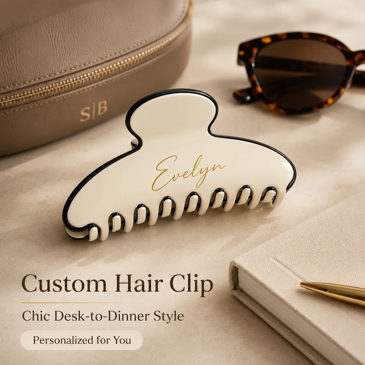 Custom Acetate Hair Claw Personalized Name Hair Clip Large French Style Claw Clip for Women Thick Hair Daily Styling Accessory
