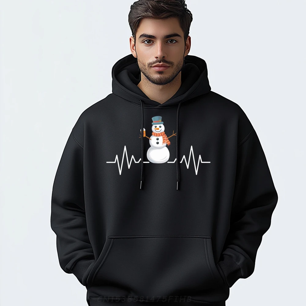 

Heartbeat Snowman Christmas Shirts Men Graphic Fall Luxury Hoodie Mardi Gras Men Christmas Sweater Long Sleeve