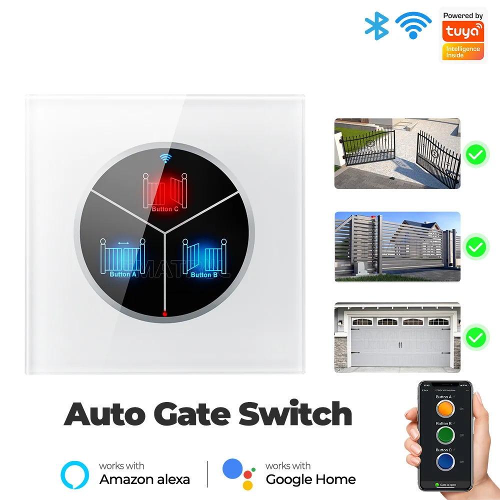 Tuya WiFi Garage Door Opener Controller Smart Garage Door Switch Timed Voice Control Wall Touch Switch Support Alexa Google Home