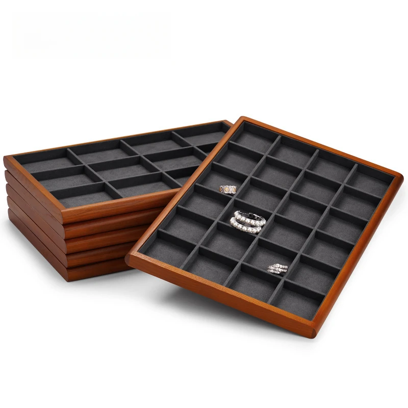 High-end solid wood jewelry storage tray, ring necklace, earrings, bracelet display tray, jewelry tray.