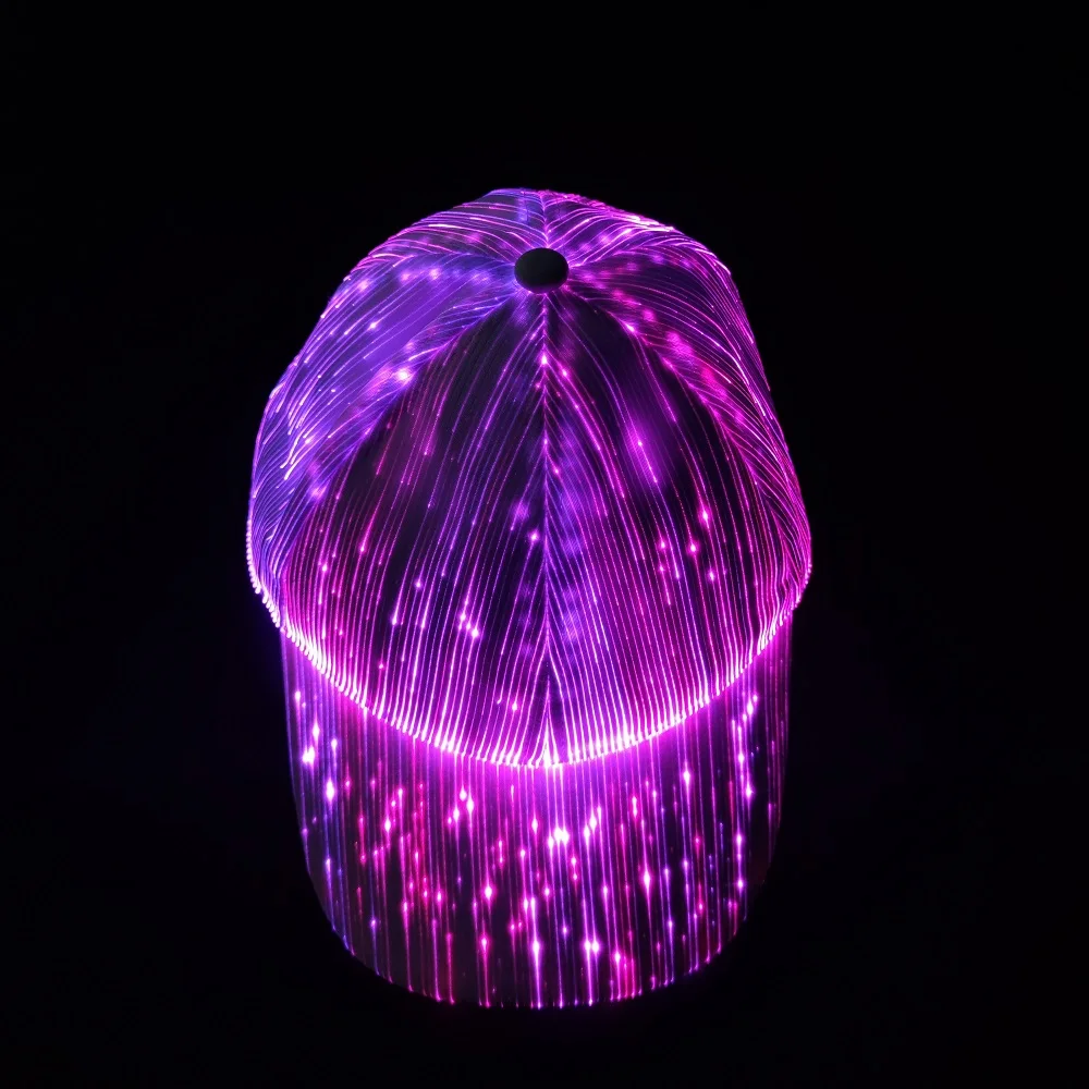 Rechargeable LED Luminous Cap Glowing  Linen Snapbacks Optical Fiber Music Festival Halloween Hip Hops Hat Holiday Baseball Caps