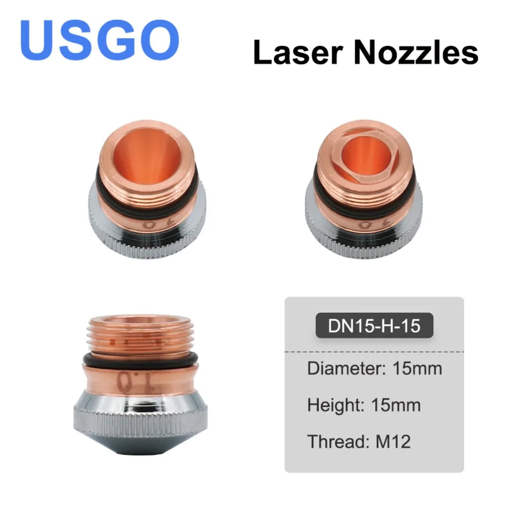 

USGO DNE Laser Nozzles Chrome-plated Single Double Layer H15 Caliber 0.8-4.0mm Height 15mm for DNE Fiber Laser Cutting Head