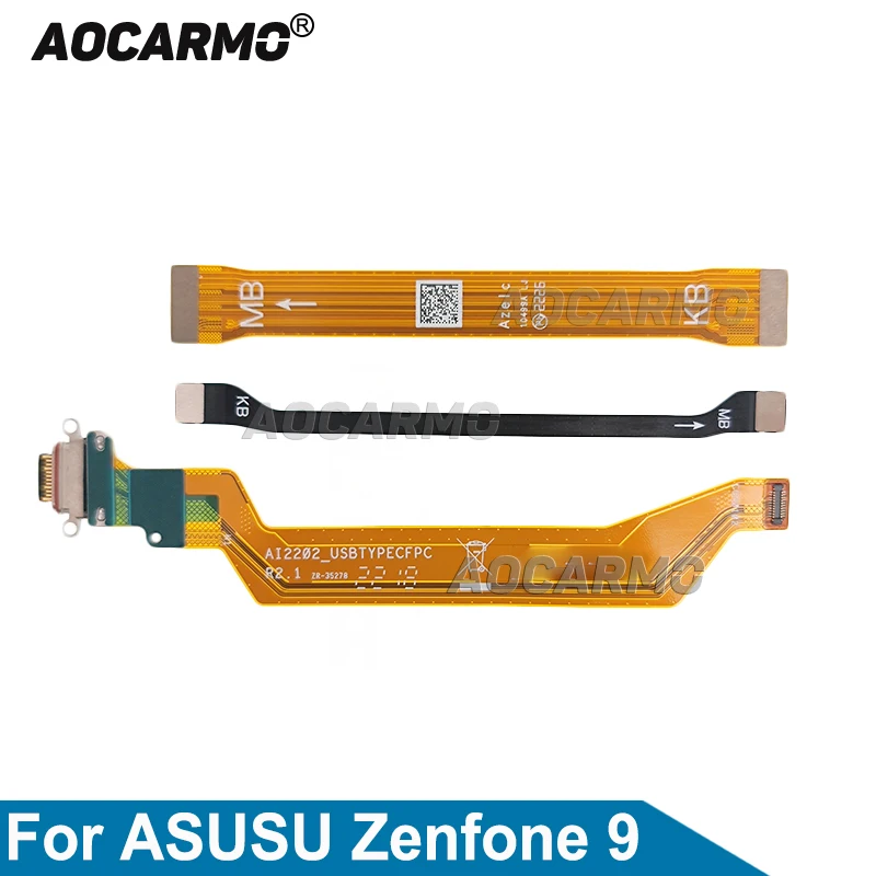 Aocarmo For Asus Zenfone 9 LCD Screen Connection Mainboard Sim Reader Flex Charging Port Charger Dock Flex Cable Replacement Par