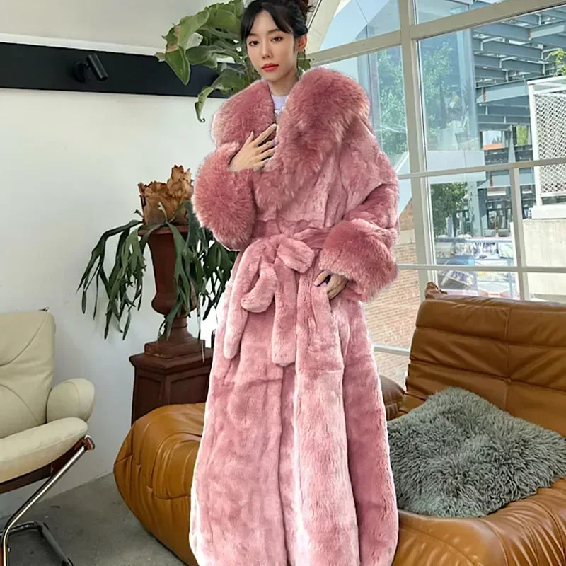 Nuovo 2023 Parker Winter Fur Warm Large Size tinta unita pelliccia e pelliccia sintetica donna nuovo Casual manica lunga temperamento donna cappotto di pelliccia