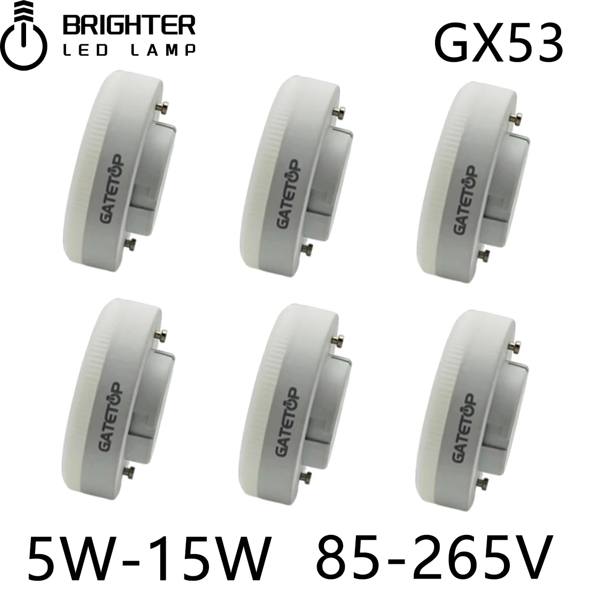 10PCS 5W 7W 9W 12W 15W LED Spotlight GX53 Without Flicker 85-265V Warm White Daylight Cold White Bulb for Room Study Kitchen