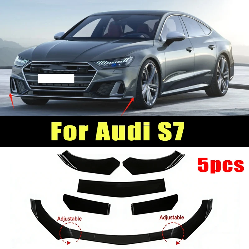 

5Pcs ABS Material Universal Car Front Bumper Separator Bumper Lip Body Kit Duck Lip Separator For Audi S7 Car Accessories