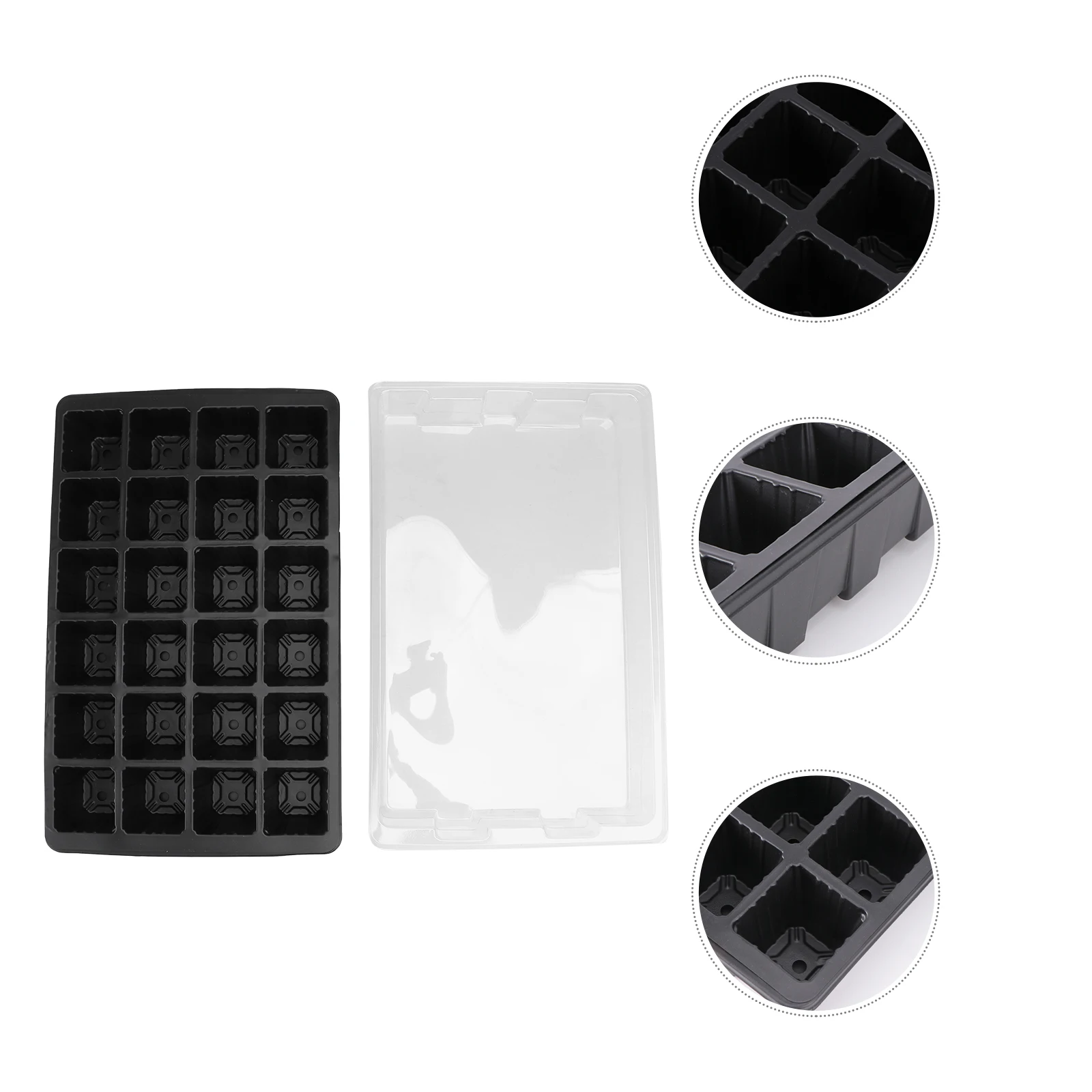 

2Sets Plant Nursery Tray 24 Cells Heavy Duty Plastic Sprouter for Indoor Gardening Moisturizing Clear Lid Space Saving Seedling