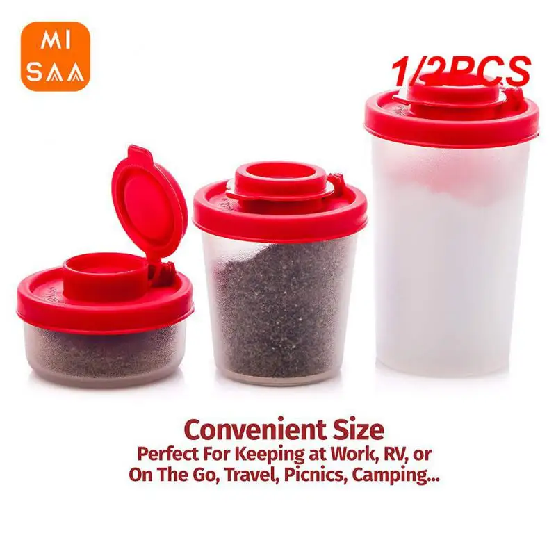 1/2PCS Seasoning Jar With Red Cover Moisture Proof Household Creative Kitchen Accessories Spice Jars Mini Salt And Pepper