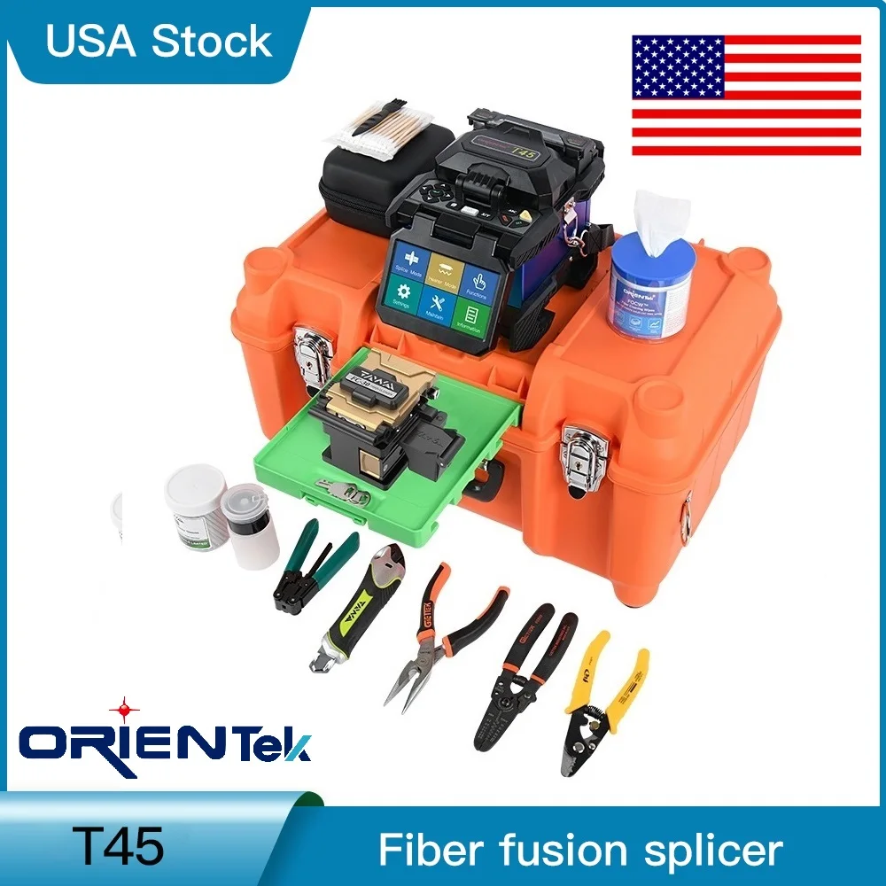 Optical Fiber Fusion Splicer Ship From USA Orientek Classic T45 With 7S Fast Splicing Optic Splicer empalmador de fusión