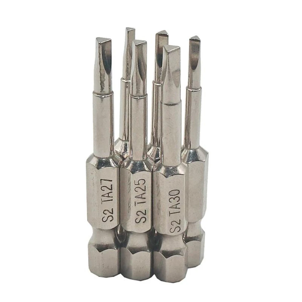 6pcs Triangle Security Screwdriver Bits For S2 Alloy Steel 1/4 Inch Hex Shank 50mm Length For TA1.8 To TA3.0mm Rust Hardened In