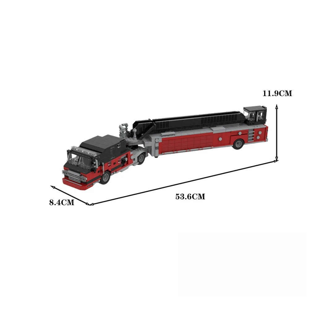 DIY City Fire‑rescue Engine MOC Bricks Set Urban Fire‑service Truck Assembly Model  Puzzle Toy Desktop Decoration for Auto Fans