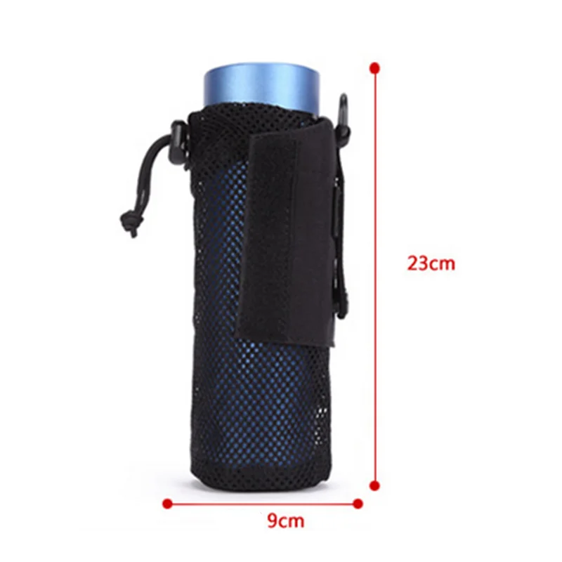 Militar Nylon Outdoor Water Bottle Bag, Bolsa de chaleira portátil, Mesh Holder, Recipiente militar, Tactical Molle Acessórios, Caminhadas