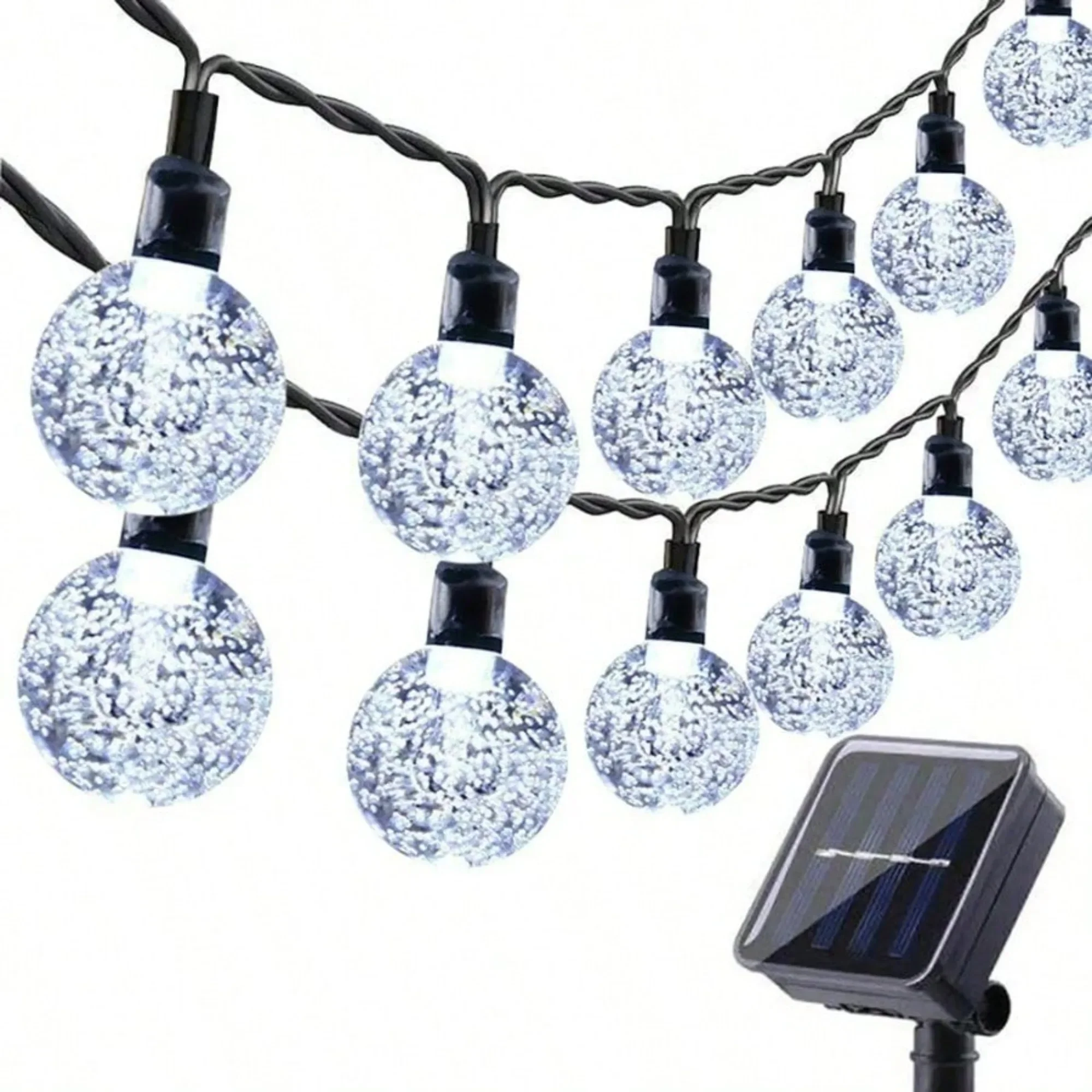 Outdoor Solar String Lights 31.16FT 50 LED Waterproof Fairy Bubble Crystal Ball Light,Easy Installation