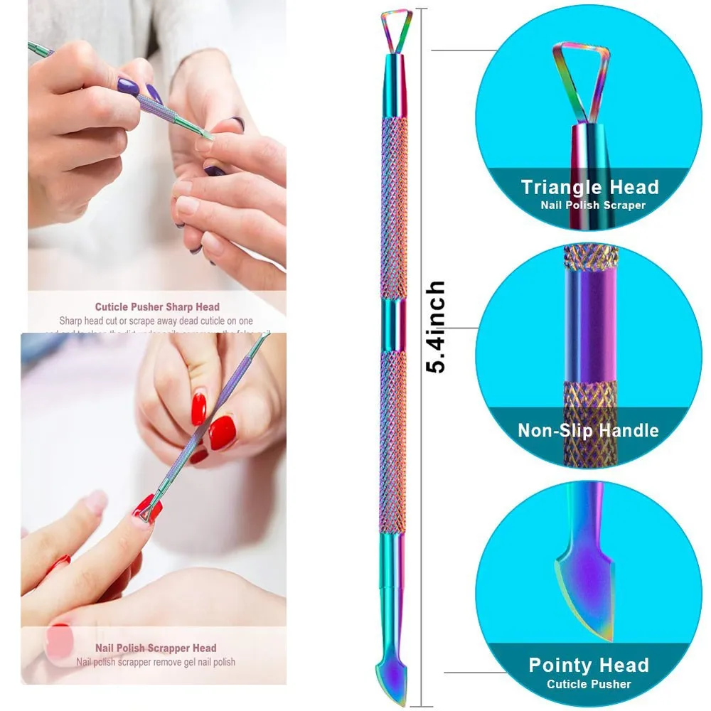 Stainless Steel Nail Cuticle Pusher Double-Ended Polish Gel Remover Nail Scraper Dead Skin Remover Salon Manicure Nail Art Tools