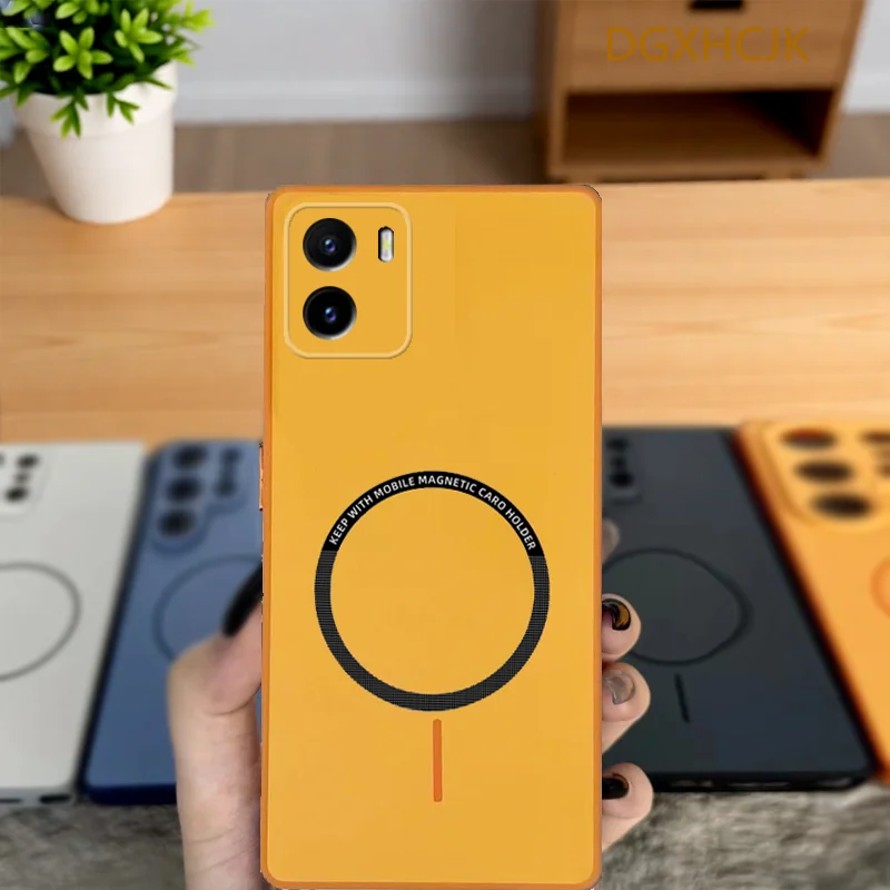 Funda para Vivo Y15S, funda para teléfono Vivo Y15A, funda para vivo Y01, funda trasera de silicona dura magnética a prueba de golpes para Vivo Y15a Y15s Y01