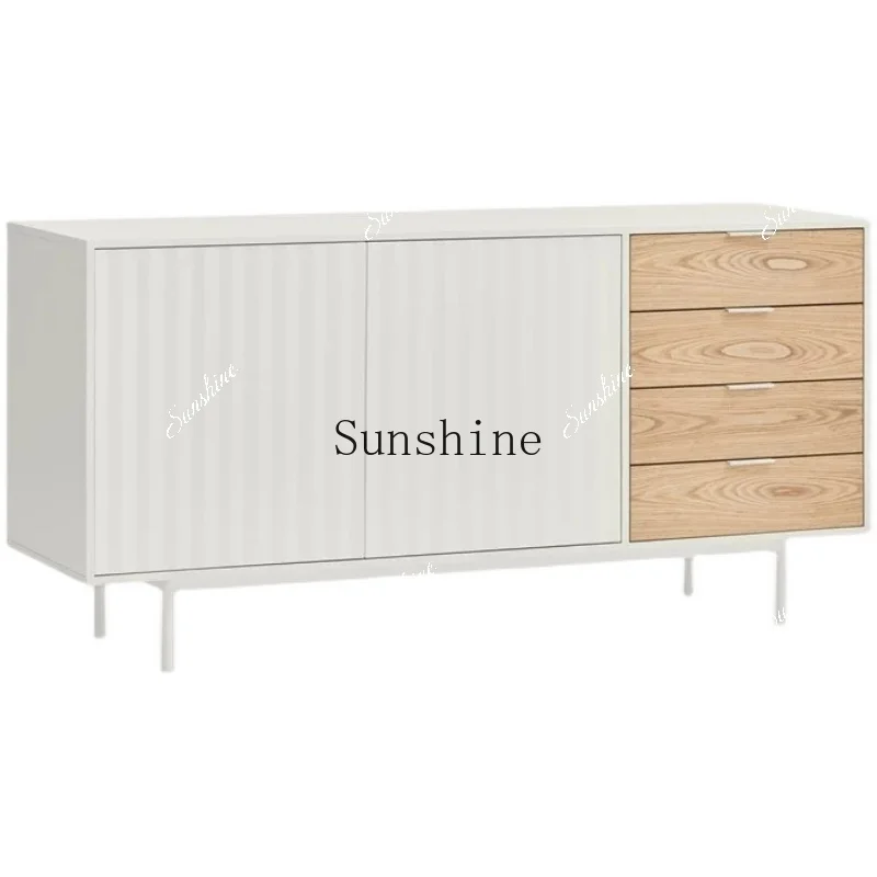 Simple modern side cabinet Nordic wood color silent wind chest cabinet  FT