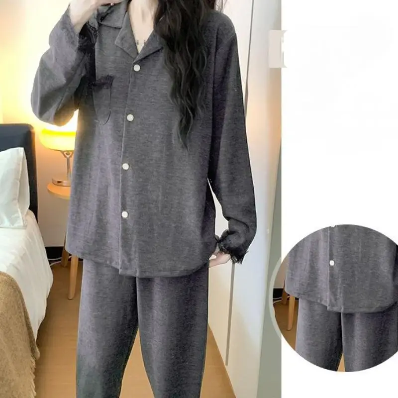 Women's Long Sleeved Long Pant Pajama Set for Students Spring Autumn New Styles Japanese Loose Home Clothes Cotton Two-Piece Set