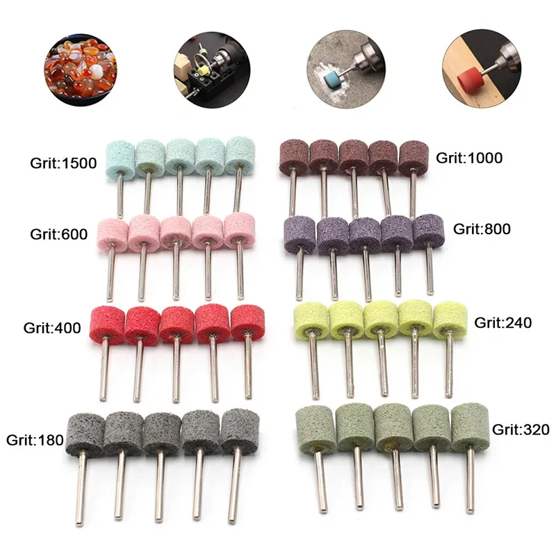 Leijiu 3mm Shaft 150–1000 Grit Nylon Fiber Abrasive Heads Polishing Abrasive Heads Loofah Abrasive Heads Sander Accessories