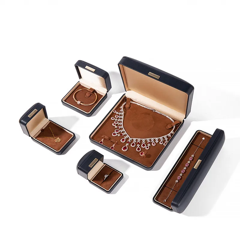 

High-quality PU Leather Round-cornered Gold Buckle Jewelry Box Ring Pendant Necklace Bracelet Packaging Display Storage Box