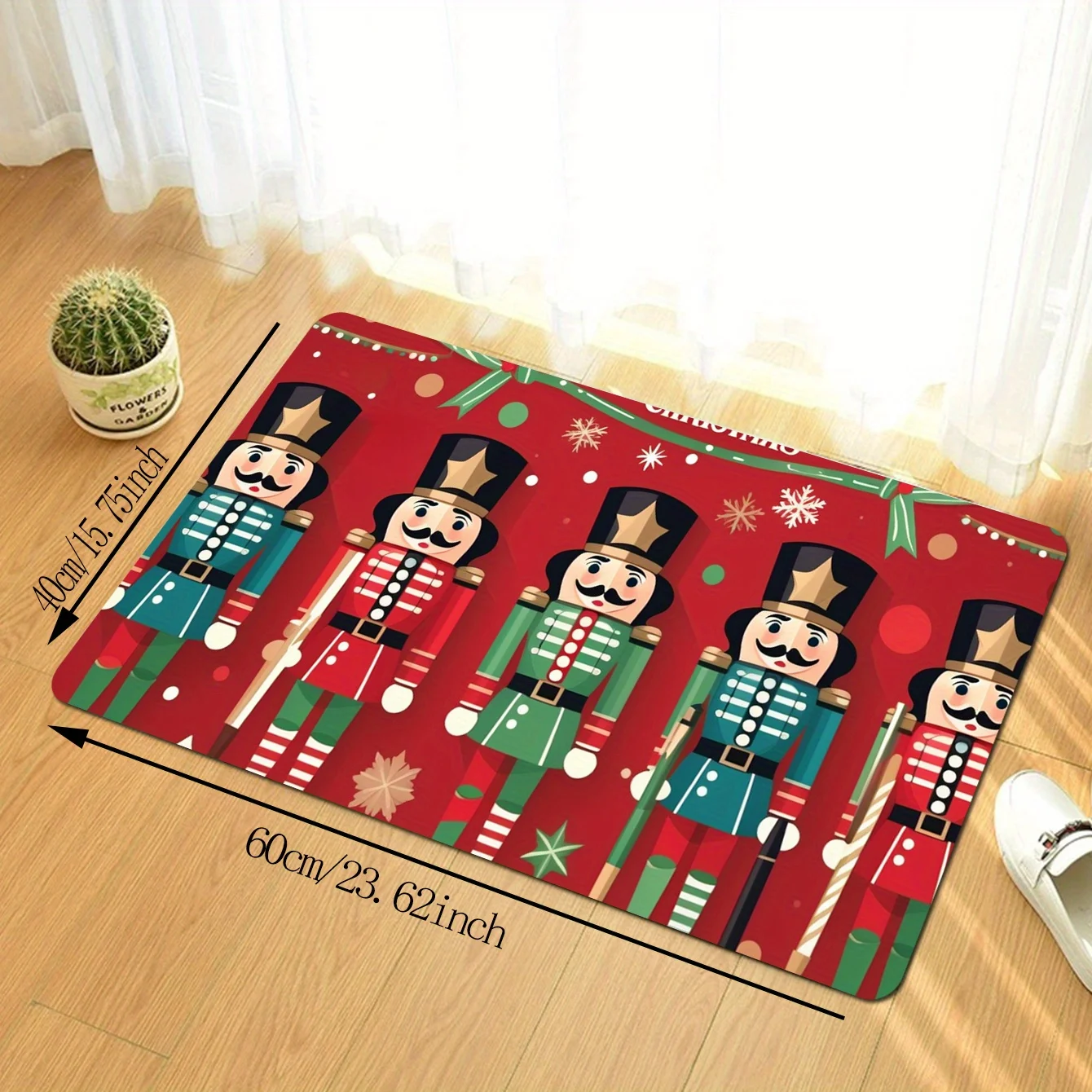 Retro Christmas Nutcracker Soldier Red runner rug villa entry porch kitchen dining room festive decor floor mat Christmas decor
