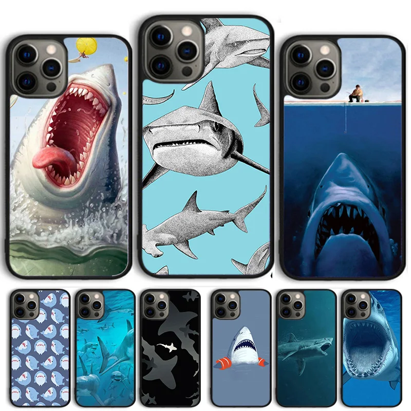 Ferocious Shark Animal Phone Case for iPhone 16 15 SE2020 6 7 8 Plus for Apple 13 11 12 14 Mini Pro Max Cover coque fundas