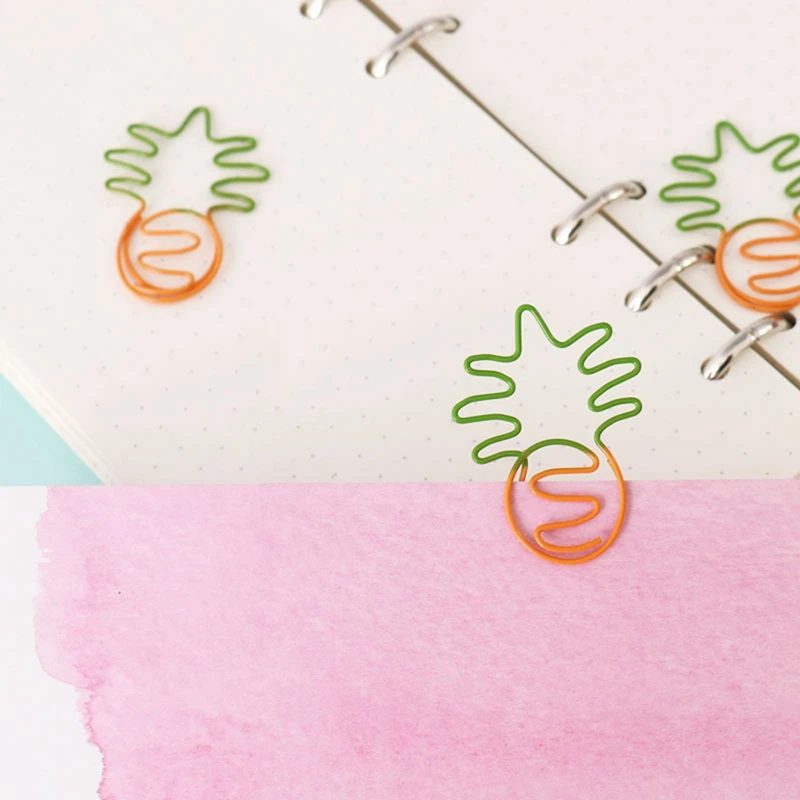 Plastic-Coated Two-Color Cute Shape Paper Clip Pineapple Bookmark Decoration Student Color Paper Clip