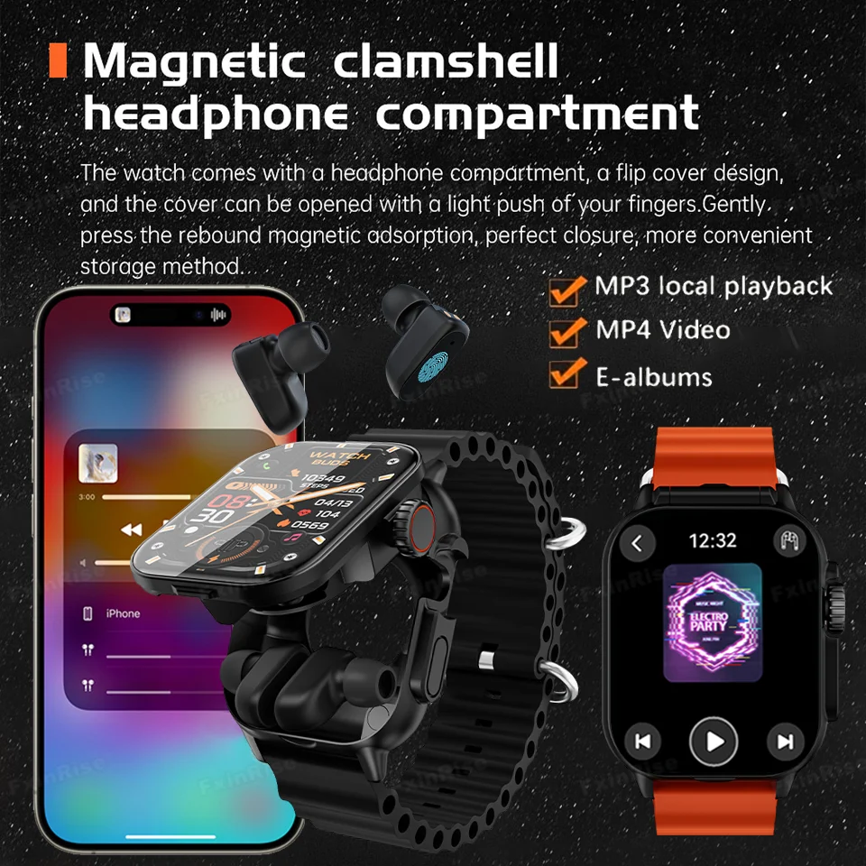 2025 New Smart Watch TWS 2-in-1 Bluetooth Earphones HIFI 9D Sound Quality Bluetooth Call For Men and Women Sports Smartwatch IOS